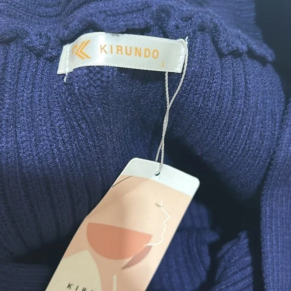 KIRUNDO WOMENS OFF SHOULDER RIBBED SWEATER BLUE SIZE LG NEW - Picture 5 of 9